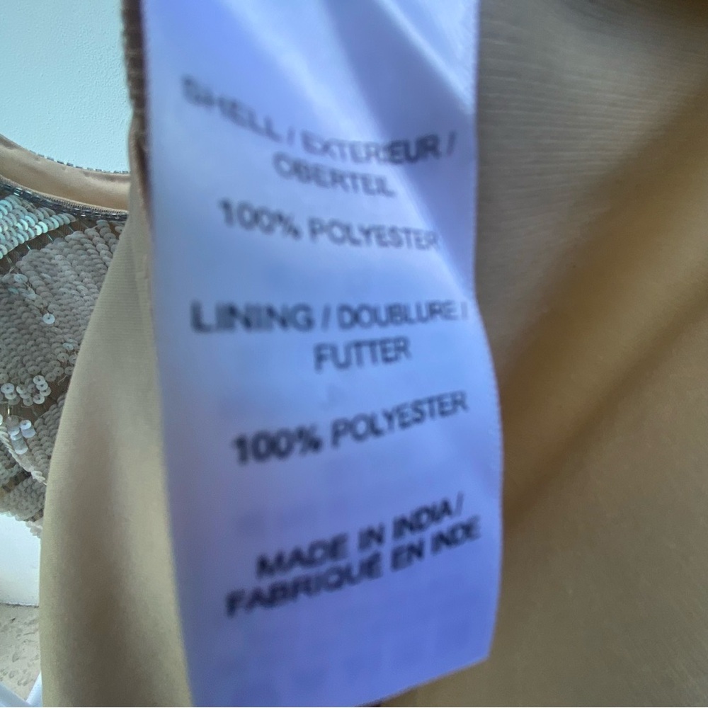 Adrianna Papell Champagne Sequin Embellished Dress Size 6 - Picture 9 of 10